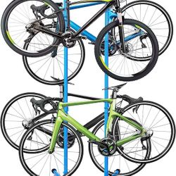 GOEHNER's 4 Bike Storage Rack Garage (Max. 240LBS), 4 Bicycle Indoor Standing Bike Rack, Height Adjustable for Road Mountain Bicycles