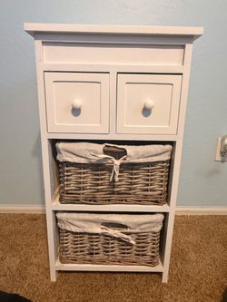 Pair of White Cottage Bedside / Accent Tables with Drawers