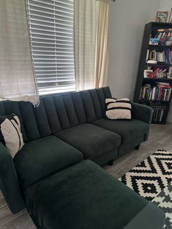 Dark Green Velvet Couch / Sofa