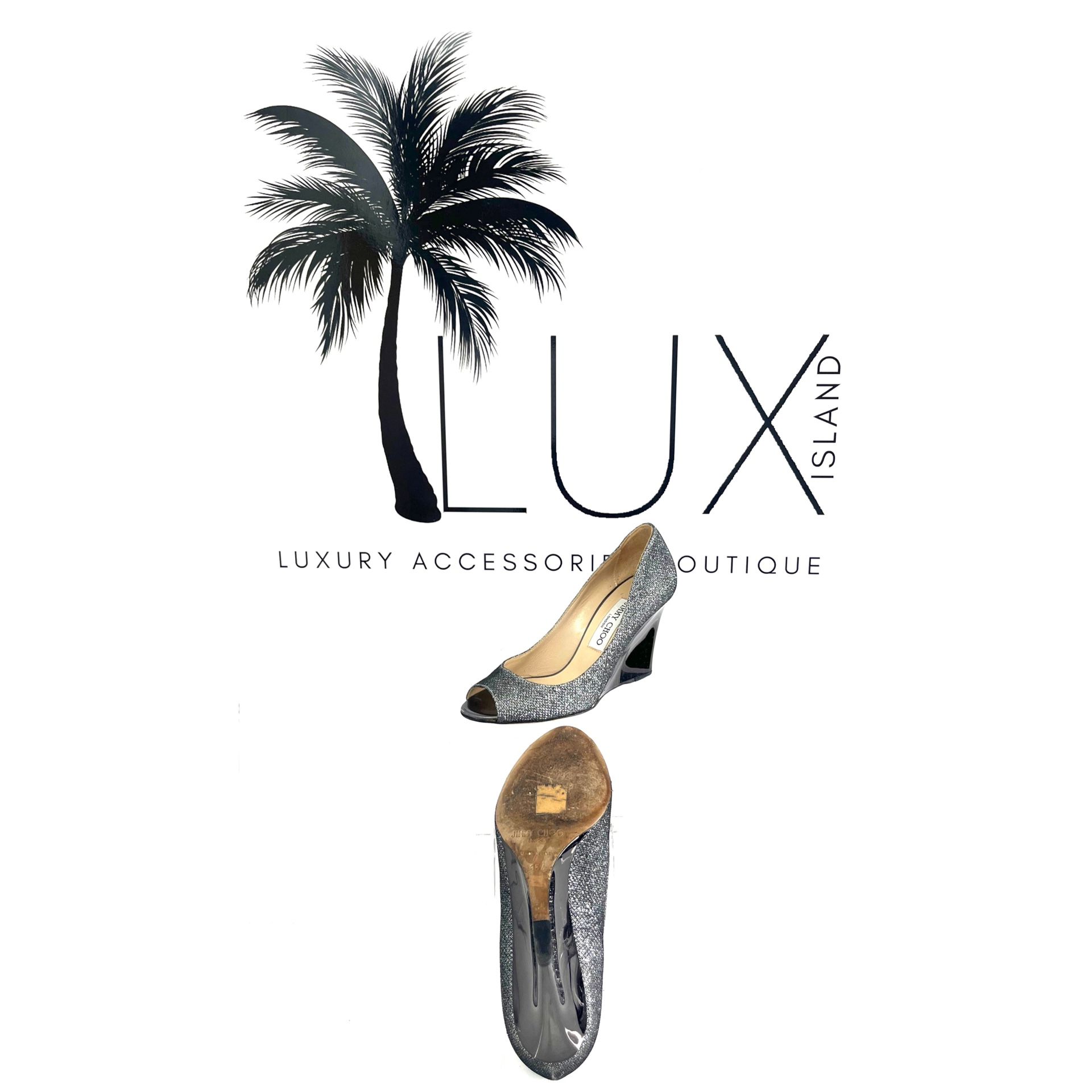 Jimmy Choo Glitter Glitter Accents Wedge Pumps Size 35.5