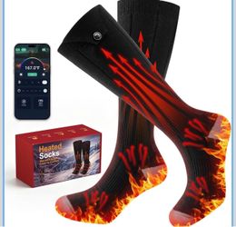 APP Heated Socks for Men Women, Electric 7000mAh*2 Rechargeable Batteries