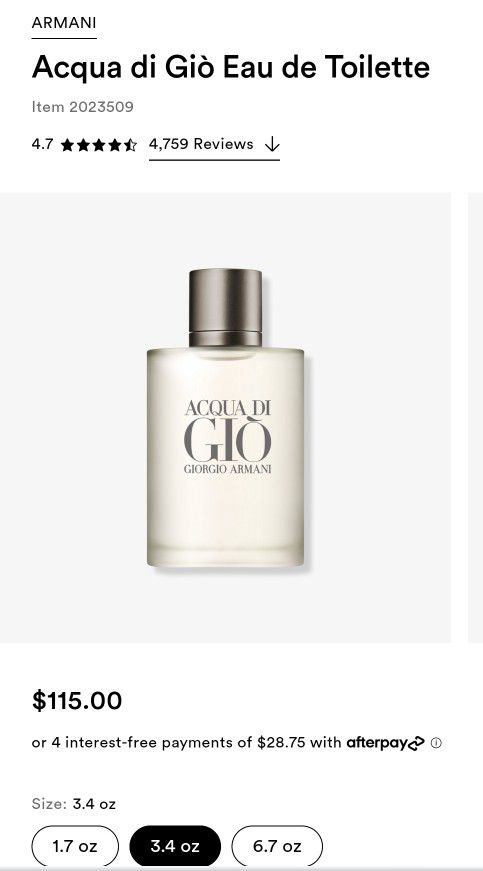 Acqua Di Gio by Giorgio Armani Men's Fragrance, Authentic And New in box