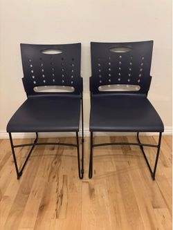 Flash Furniture HERCULES Series Navy Sled Base Stack Chair with Air-Vent Back set of 2