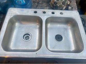 Stainless Steel Double-Basin Kitchen Sink – $35