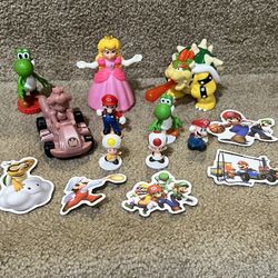 The Super Mario Brothers Princess Peach Yoshi Toad Bowser stickers lot of 14
