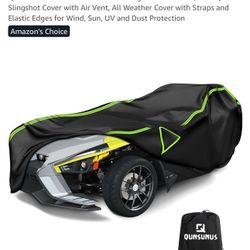 QUNSUNUS Full Cover for Polaris Slingshot S SL SLR R, Waterproof Slingshot Cover with Air Vent, All Weather Cover with Straps and Elastic Edges for Wi