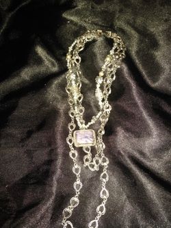 Silver necklace with lg purple stone