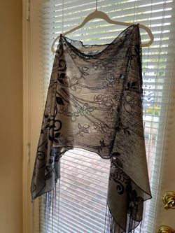 Shawl/Wrap -special occasion black & gray silk