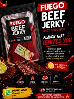 Dried meat with Takis Fuego-style powder