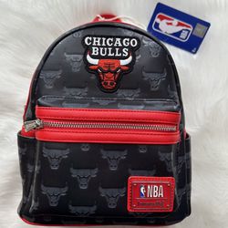 Loungefly Chicago Bulls Debossed Logo Mini Backpack Black/Red/Grey