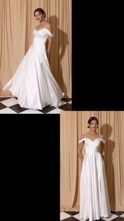 New With Tags Satin Off The Shoulder With Pockets Wedding Dress $159