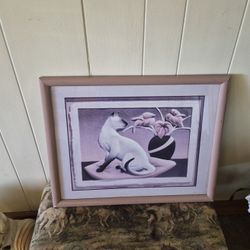 Framed Siamesed Cat Picture