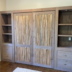 Queen pull down Murphy Bed with book shelves and drawers