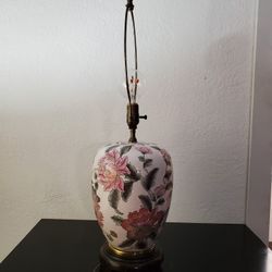 Asian Porcelain Ginger Jar Floral Lamp