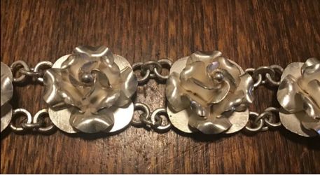 Sterling Mexican rose bracelet 8 inches