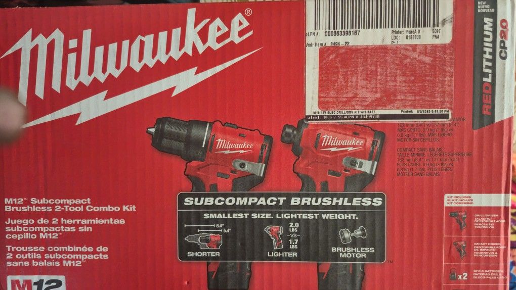 M 12 SUB COMPACT BRUSHLESS 2 TOOL COMBO KIT