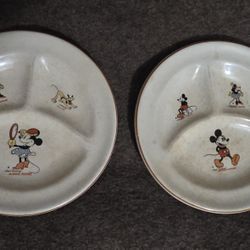 Walt Disney Mickey and Minnie Mouse China Plates