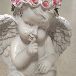 Lot of 3 Angel Girl Baby Shower Gift Cherub Statue  Memorial Pink Halo 