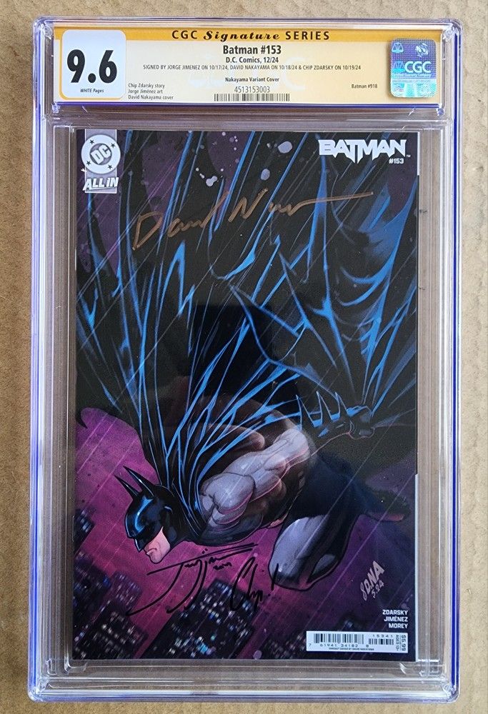 Batman 153 vol 3
(Signature Series CGC 9.6) David Nakayama variant cover (2024)
1st app Commander Star
Cert# (contact info removed)008