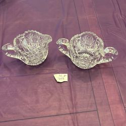 Cut Glass Cream And Sugar