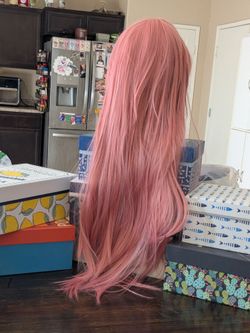 Long pink wig