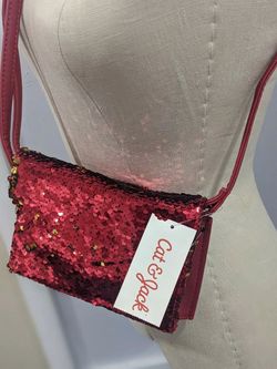 Cat & Jack Sequin Girls Cross Body Bag Red yellow star charm girls birthday new