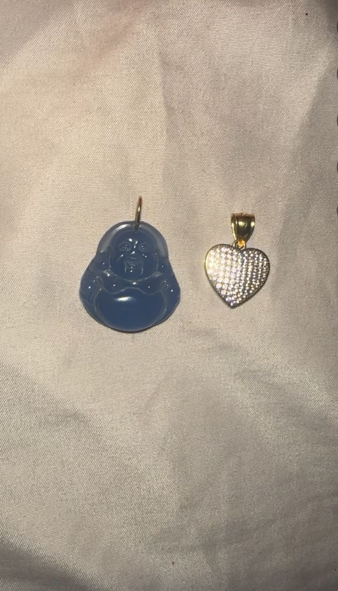 Blue Mid Buddha / Gold Heart 10KG Charm With Diamonds