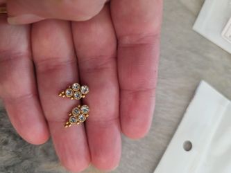 2 pc Flatback Piercing Studs, Stainless Steel, Hypoallergenic,  Synthetic Zircon