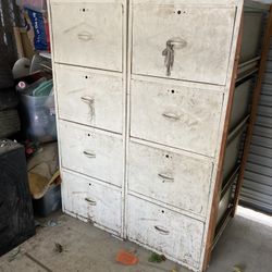 2 Large Metal Tool Cabinet Storage Containers File Cabinet Style 