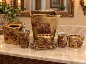7 Piece like NEW Vintage 1990s Bed Bath & Beyond 7-Piece Floral Bathroom Vanity Set