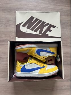 Size 9.5 men Travis Scott Air Jordan 1 Low "Yellow Canary"