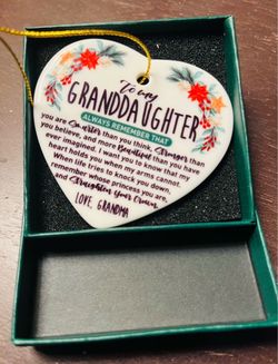 To My Granddaughter Heart Christmas Ornament