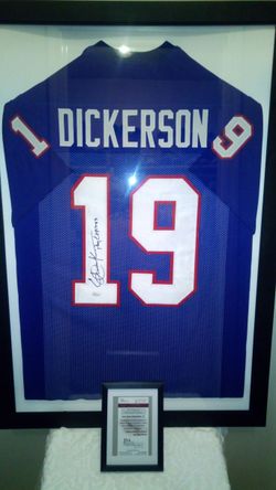 Erick Dickerson custom framed sighned jersey with JSA certificate's of authenticity