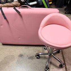 Pink Massage Table And Chair 