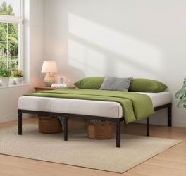 NEW JETO Metal Bed Frame,King Size Bed Frame with Storage Space,14 Inch Heavy Duty Sturdy Mattress Foundation,Easy Assembly,No Box Spring Needed, Blac