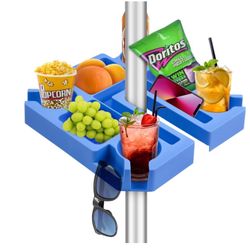 New 13 Inch Beach Umbrella Table Tray with Cup Holders, 