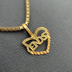 14k solid yellow gold Heart Ends Pendant charm