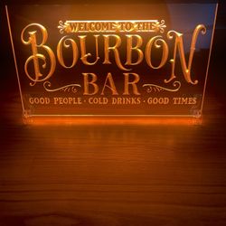 BOURBON BAR LED NEON LIGHT SIGN 8x12