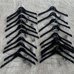 Hangers wood velvet trouser clamps black silver