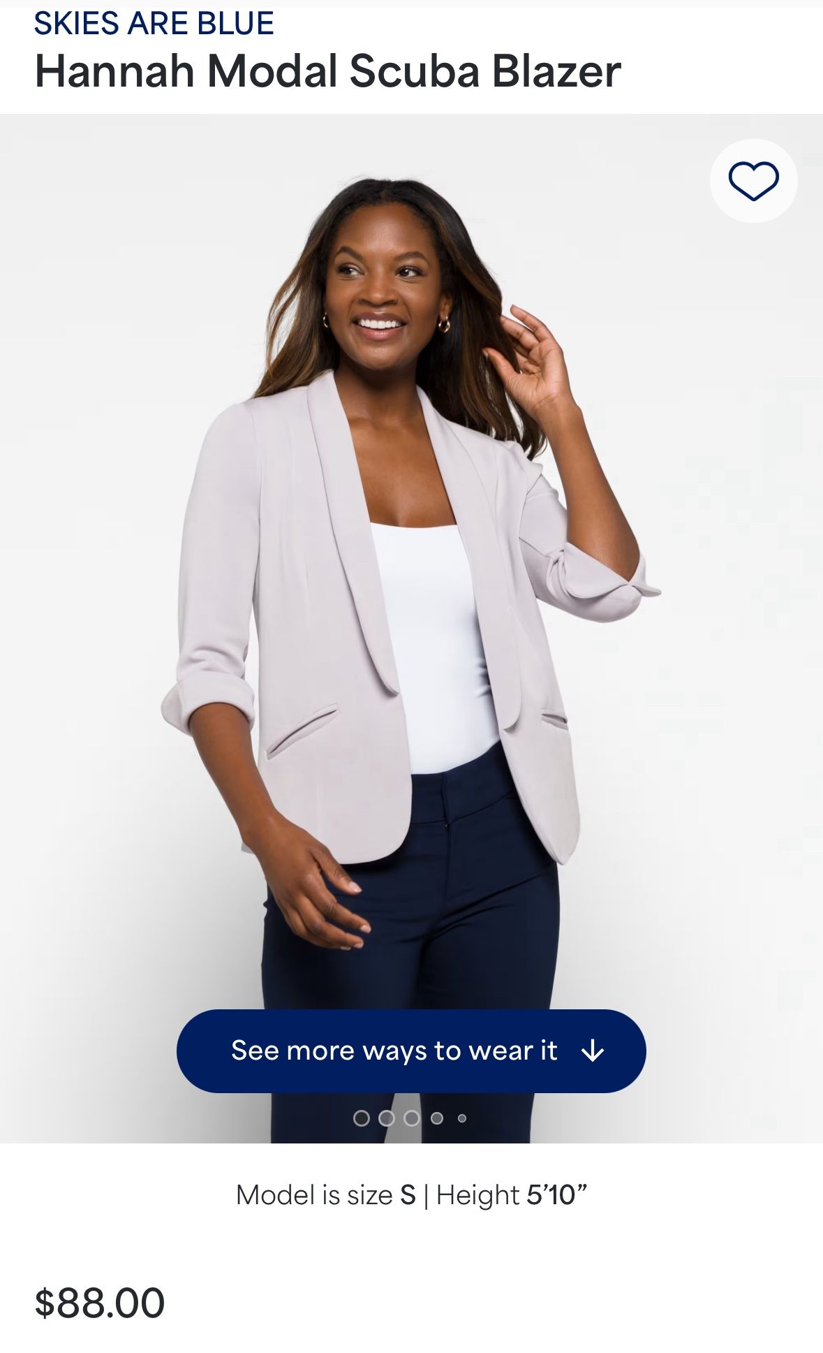 SKIES ARE BLUE Hannah Modal Scuba Blazer Medium Grey