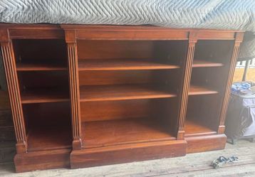 Cherry Wood Open Bookcase with Fluted Columns