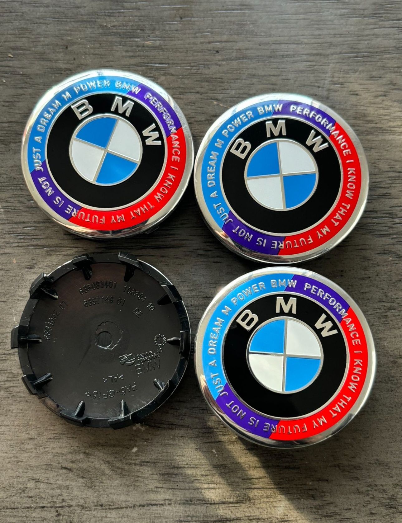 BMW White Blue Red 56MM Wheel Center Caps 5x112