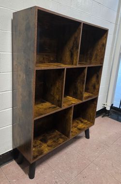 Rustic Dark Wood Storage Cabinet Shelf Unit