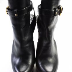 Sergio Rossi Womens Leather Ankle Strap Platform High Heels Black Size 37 7 Great Used Condition