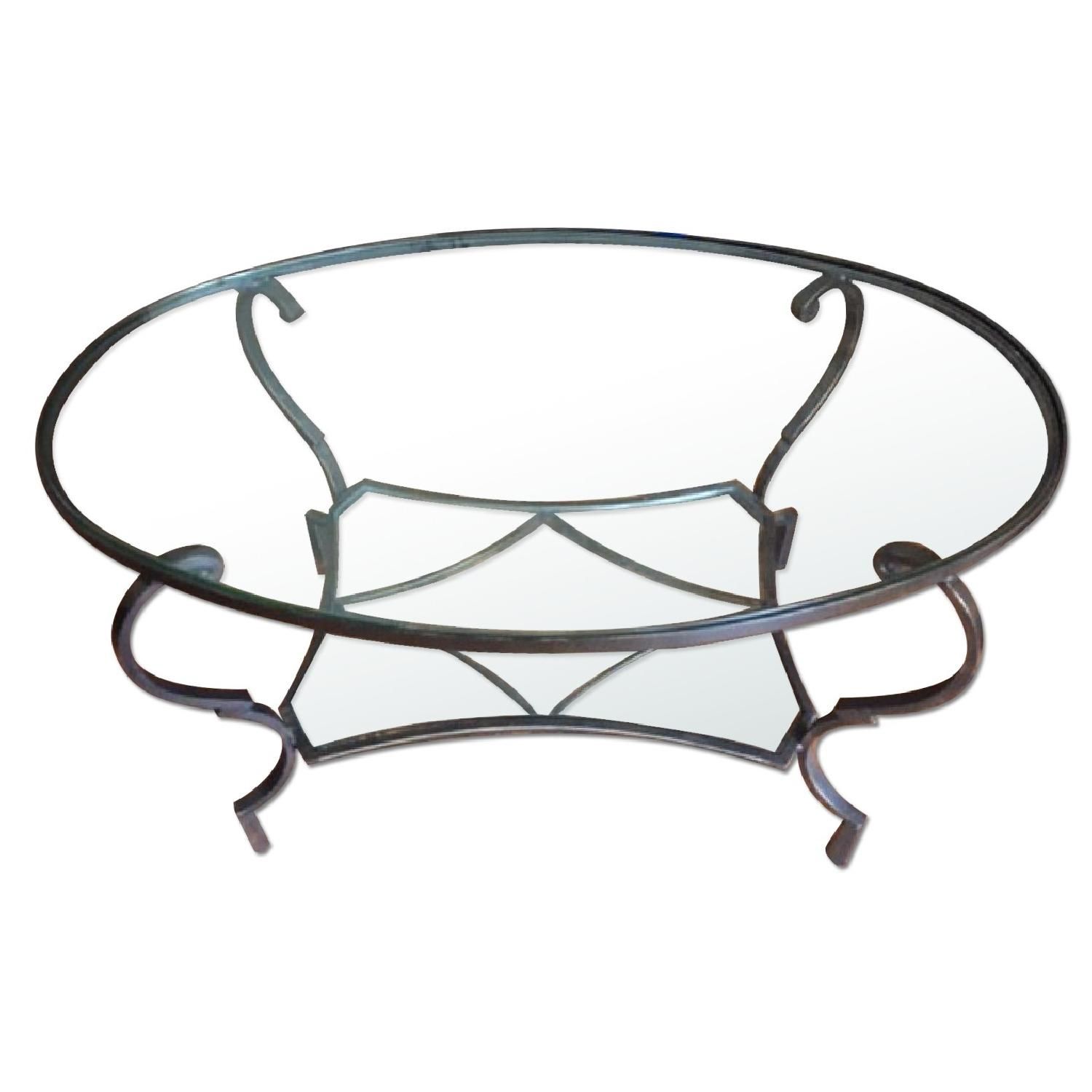 Pier 1 Chasca Glass Top Gold Oval Coffee Table