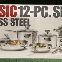 Tools Of The Trade CLASSIC 12 Piece Stainless Steel Cookware Set w/ Stainless Steel Fittings