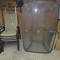 4 Chairs And Table Glass Patio Set