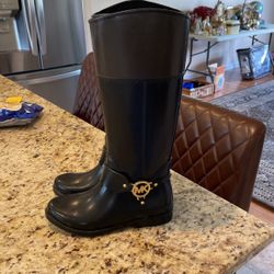 Michael Kors Tall Rubber Boot Black Size 7