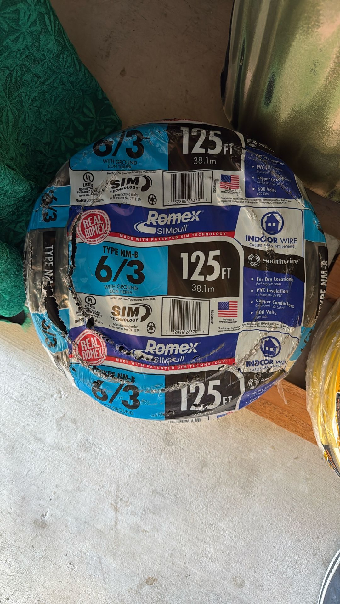 New Electric Wire Romex 6/3 125’