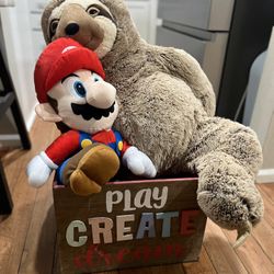 Toy Box And Plush Toys / Mario Brothers 